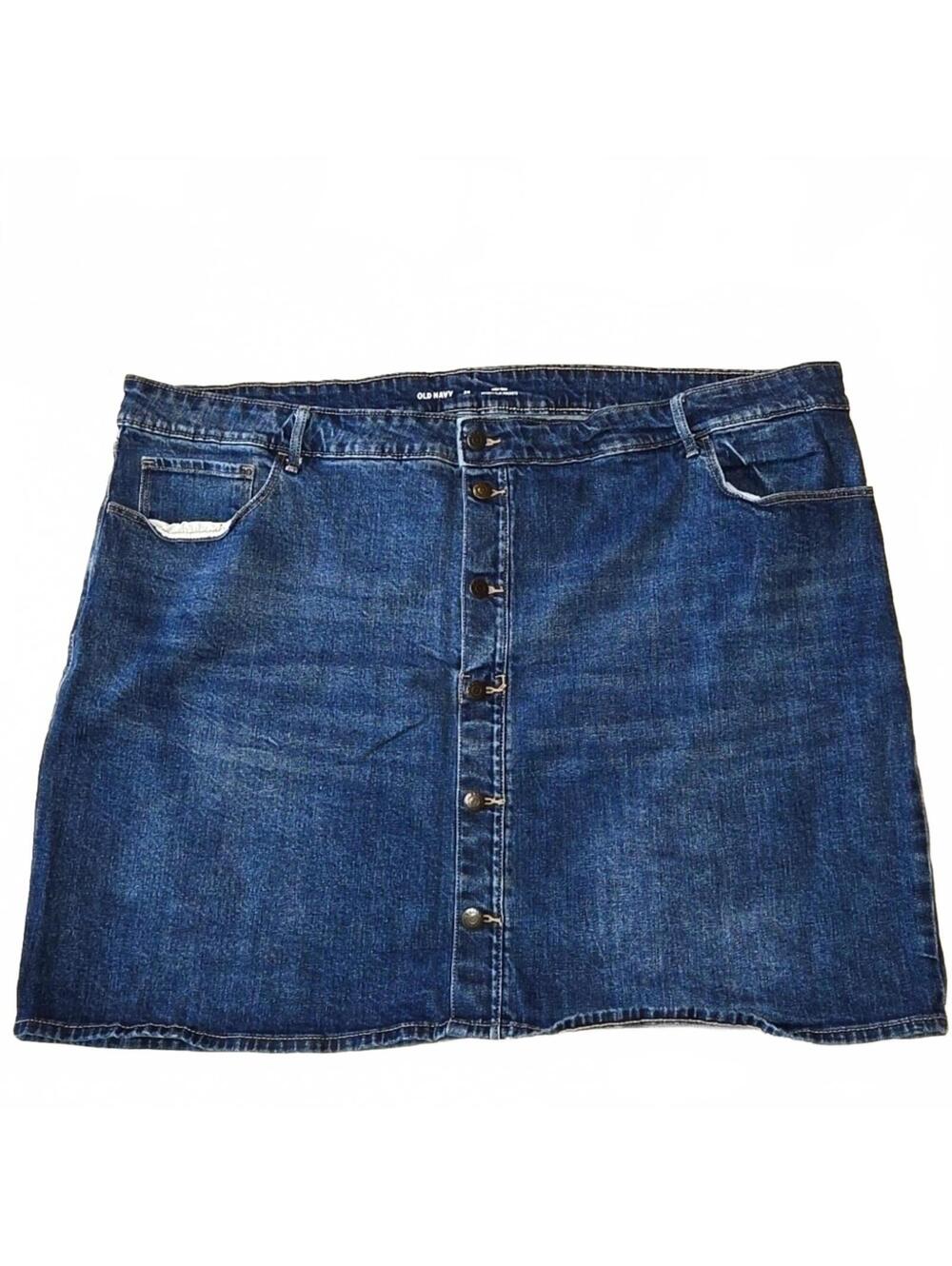 Old Navy Blue High Rise Button Up Skirt Women's Size 26